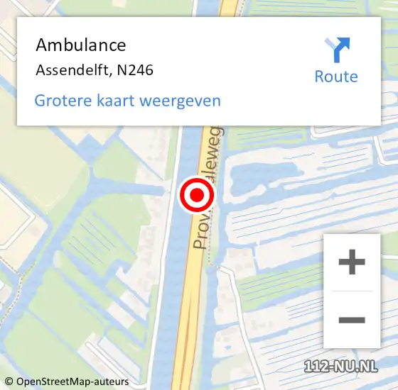 Locatie op kaart van de 112 melding: Ambulance Assendelft, N246 op 2 april 2019 16:28