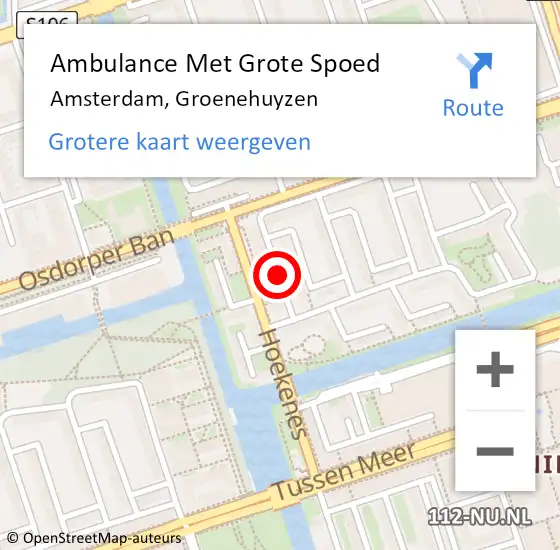 Locatie op kaart van de 112 melding: Ambulance Met Grote Spoed Naar Amsterdam, Groenehuyzen op 2 april 2019 16:36