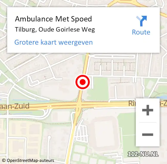 Locatie op kaart van de 112 melding: Ambulance Met Spoed Naar Tilburg, Oude Goirlese Weg op 2 april 2019 20:33