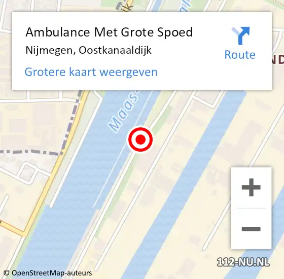 Locatie op kaart van de 112 melding: Ambulance Met Grote Spoed Naar Nijmegen, Oostkanaaldijk op 2 april 2019 21:42