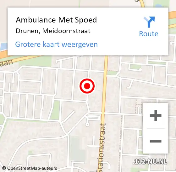 Locatie op kaart van de 112 melding: Ambulance Met Spoed Naar Drunen, Meidoornstraat op 2 april 2019 22:49