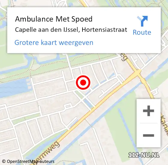 Locatie op kaart van de 112 melding: Ambulance Met Spoed Naar Capelle aan den IJssel, Hortensiastraat op 3 april 2019 01:21