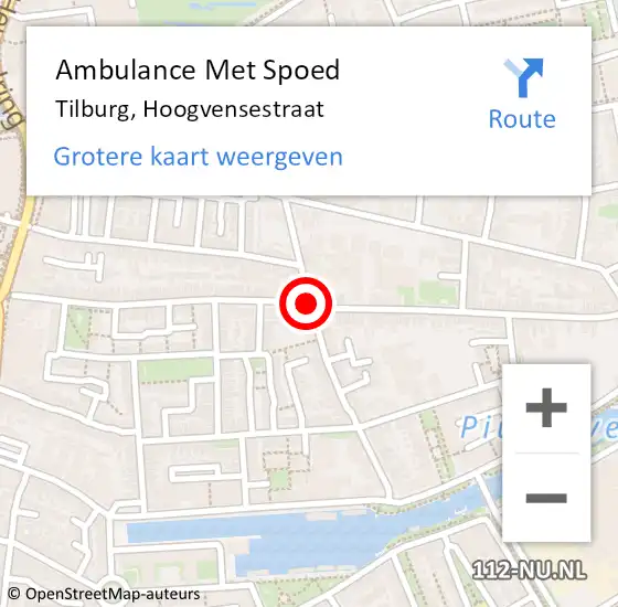 Locatie op kaart van de 112 melding: Ambulance Met Spoed Naar Tilburg, Hoogvensestraat op 3 april 2019 03:11