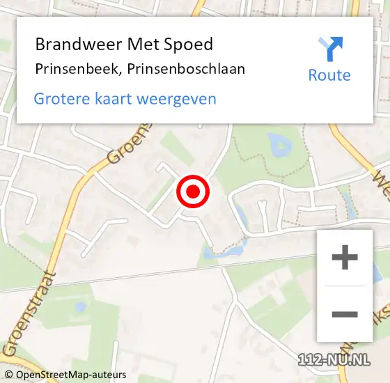 Locatie op kaart van de 112 melding: Brandweer Met Spoed Naar Prinsenbeek, Prinsenboschlaan op 3 april 2019 09:51