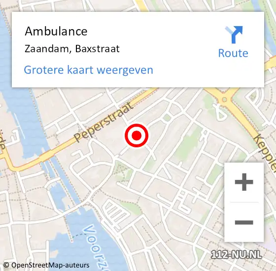 Locatie op kaart van de 112 melding: Ambulance Zaandam, Baxstraat op 3 april 2019 14:32
