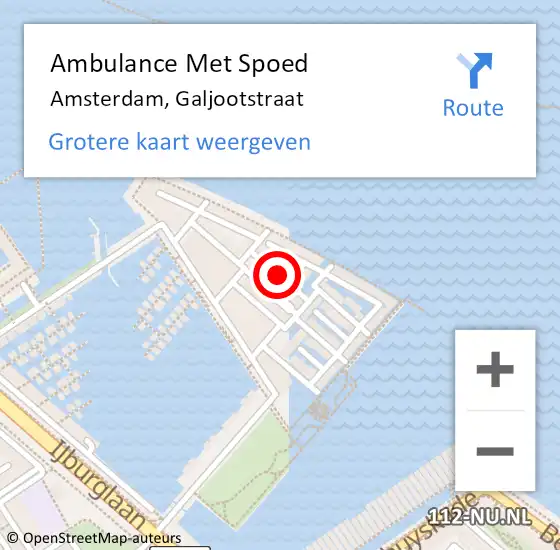 Locatie op kaart van de 112 melding: Ambulance Met Spoed Naar Amsterdam, Galjootstraat op 4 april 2019 02:30