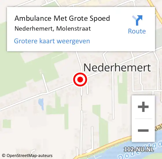 Locatie op kaart van de 112 melding: Ambulance Met Grote Spoed Naar Nederhemert, Molenstraat op 4 april 2019 05:02