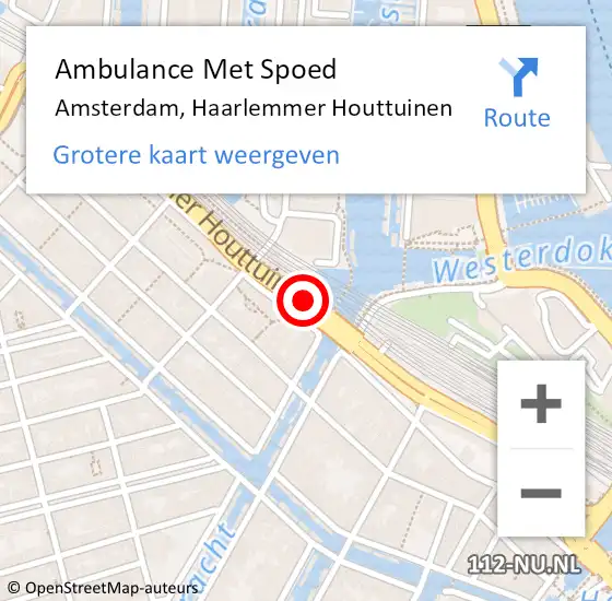Locatie op kaart van de 112 melding: Ambulance Met Spoed Naar Amsterdam, Haarlemmer Houttuinen op 4 april 2019 08:53