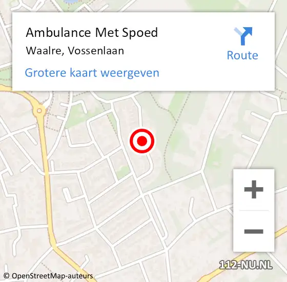 Locatie op kaart van de 112 melding: Ambulance Met Spoed Naar Waalre, Vossenlaan op 4 april 2019 09:36