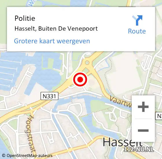 Locatie op kaart van de 112 melding: Politie Hasselt, Buiten De Venepoort op 4 april 2019 10:30