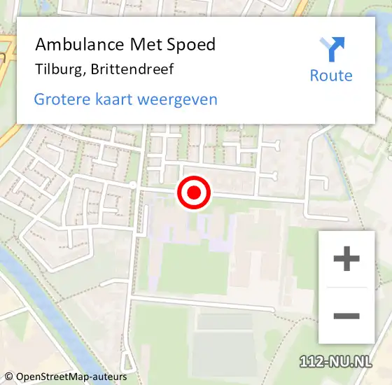 Locatie op kaart van de 112 melding: Ambulance Met Spoed Naar Tilburg, Brittendreef op 4 april 2019 12:42