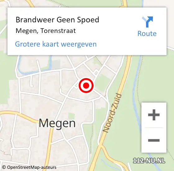 Locatie op kaart van de 112 melding: Brandweer Geen Spoed Naar Megen, Torenstraat op 4 april 2019 15:08