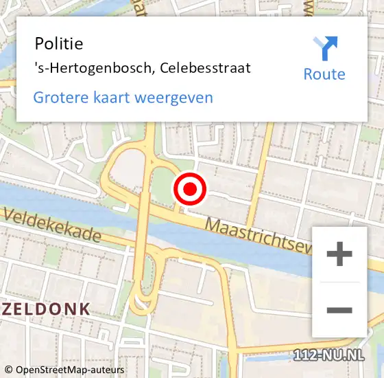 Locatie op kaart van de 112 melding: Politie 's-Hertogenbosch, Celebesstraat op 4 april 2019 15:54