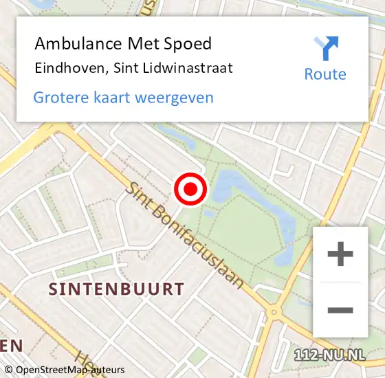 Locatie op kaart van de 112 melding: Ambulance Met Spoed Naar Eindhoven, Sint Lidwinastraat op 4 april 2019 16:50