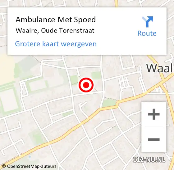 Locatie op kaart van de 112 melding: Ambulance Met Spoed Naar Waalre, Oude Torenstraat op 4 april 2019 18:07