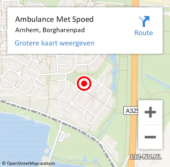 Locatie op kaart van de 112 melding: Ambulance Met Spoed Naar Arnhem, Borgharenpad op 4 april 2019 19:53