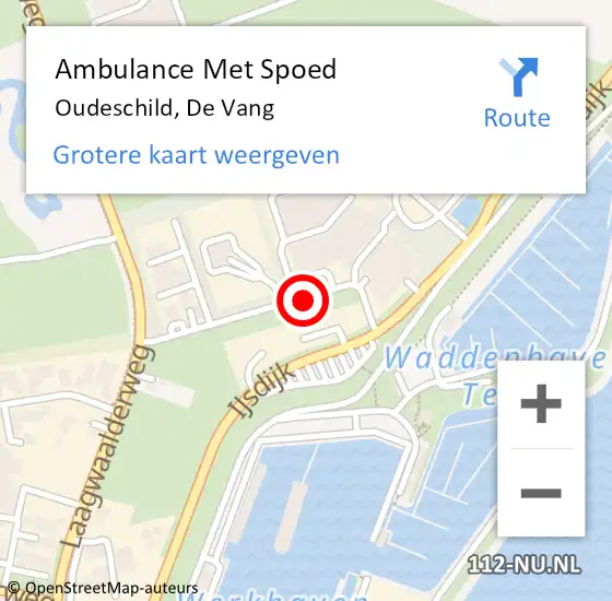 Locatie op kaart van de 112 melding: Ambulance Met Spoed Naar Oudeschild, De Vang op 4 april 2019 20:24