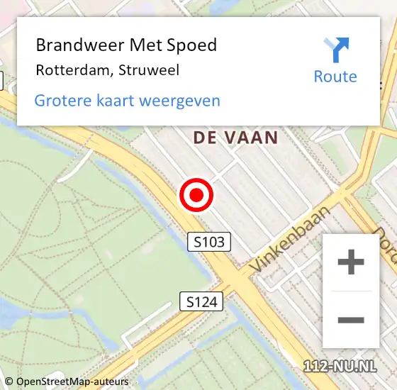 Locatie op kaart van de 112 melding: Brandweer Met Spoed Naar Rotterdam, Struweel op 4 april 2019 20:26