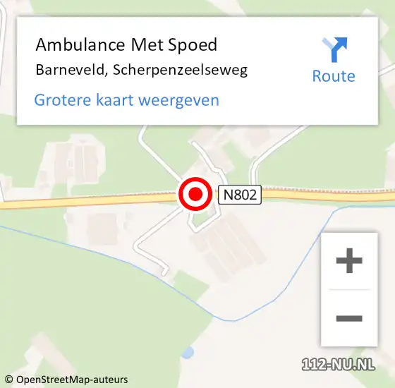 Locatie op kaart van de 112 melding: Ambulance Met Spoed Naar Barneveld, Scherpenzeelseweg op 4 april 2019 22:47