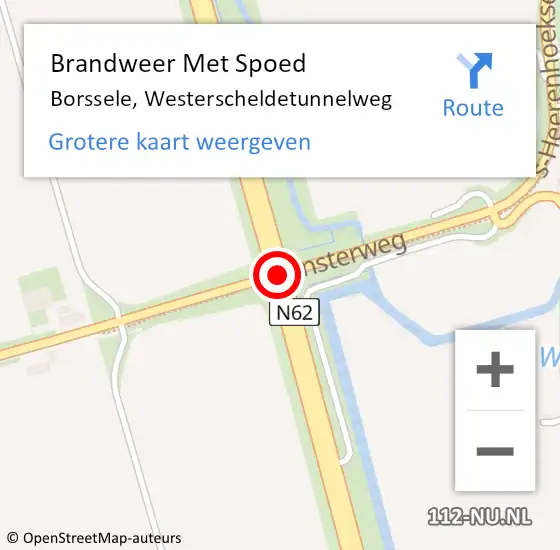 Locatie op kaart van de 112 melding: Brandweer Met Spoed Naar Borssele, Westerscheldetunnelweg op 4 april 2019 23:01