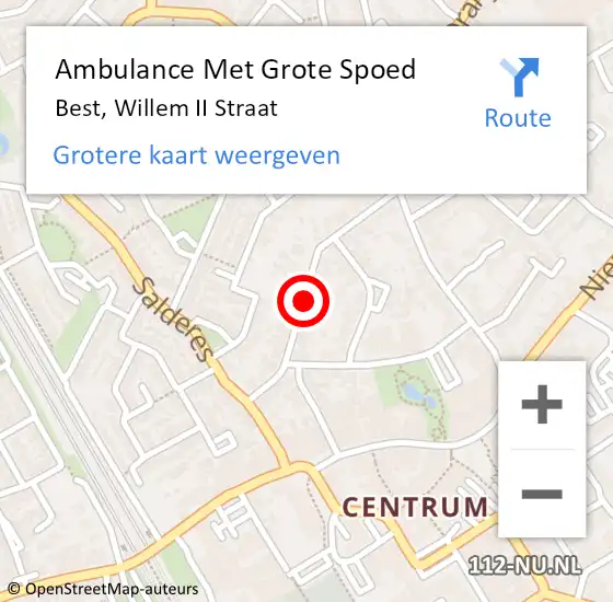Locatie op kaart van de 112 melding: Ambulance Met Grote Spoed Naar Best, Willem II Straat op 5 april 2019 08:43