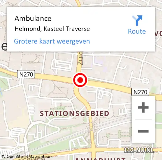 Locatie op kaart van de 112 melding: Ambulance Helmond, Kasteel Traverse op 5 april 2019 12:59