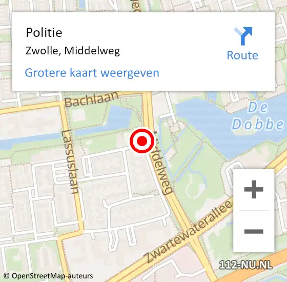 Locatie op kaart van de 112 melding: Politie Zwolle, Middelweg op 5 april 2019 14:27