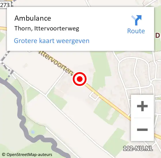 Locatie op kaart van de 112 melding: Ambulance Thorn, Ittervoorterweg op 5 april 2019 15:23