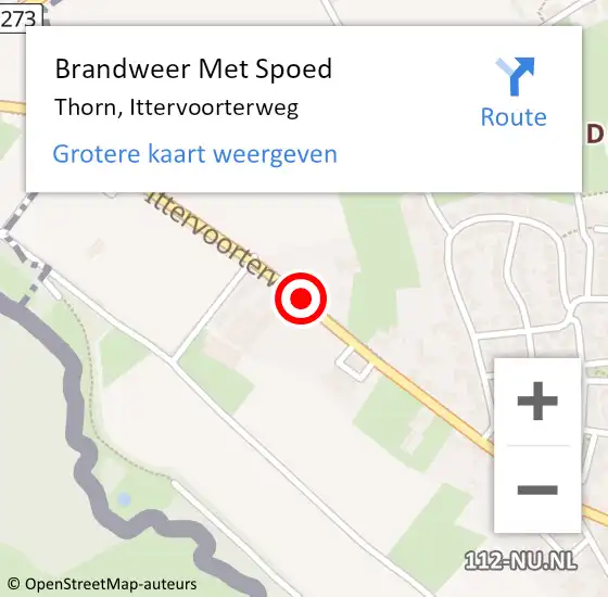 Locatie op kaart van de 112 melding: Brandweer Met Spoed Naar Thorn, Ittervoorterweg op 5 april 2019 15:48