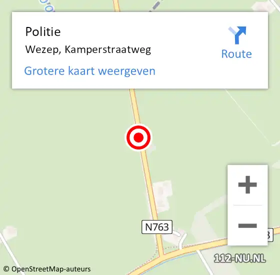 Locatie op kaart van de 112 melding: Politie Wezep, Kamperstraatweg op 5 april 2019 16:30