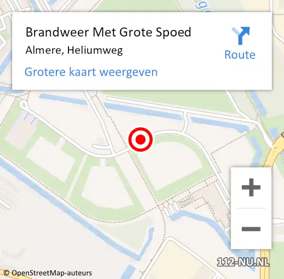 Locatie op kaart van de 112 melding: Brandweer Met Grote Spoed Naar Almere, Heliumweg op 5 april 2019 16:37