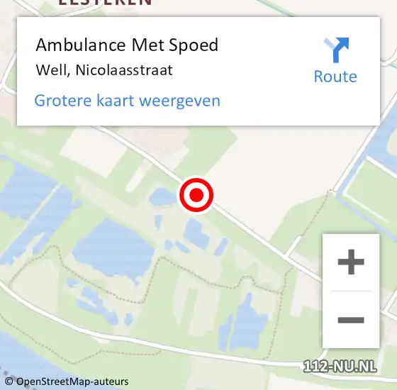 Locatie op kaart van de 112 melding: Ambulance Met Spoed Naar Well, Nicolaasstraat op 5 april 2019 16:55