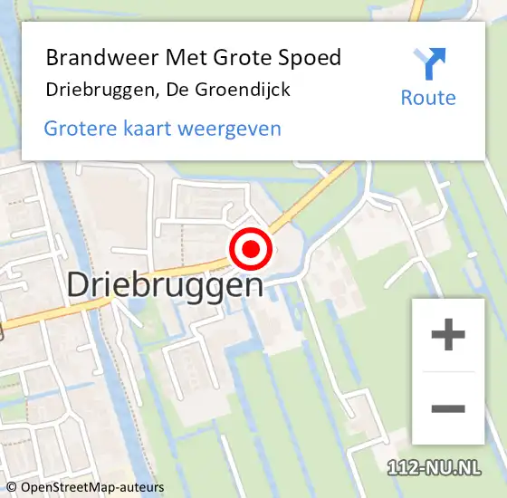 Locatie op kaart van de 112 melding: Brandweer Met Grote Spoed Naar Driebruggen, De Groendijck op 5 april 2019 20:10