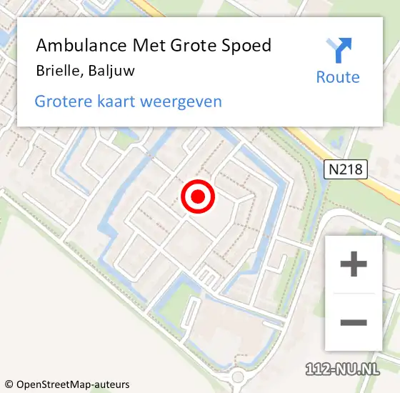 Locatie op kaart van de 112 melding: Ambulance Met Grote Spoed Naar Brielle, Baljuw op 5 april 2019 20:18