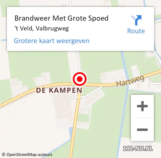 Locatie op kaart van de 112 melding: Brandweer Met Grote Spoed Naar 't Veld, Valbrugweg op 6 april 2019 03:04