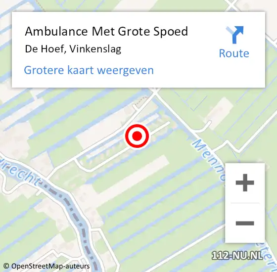 Locatie op kaart van de 112 melding: Ambulance Met Grote Spoed Naar De Hoef, Vinkenslag op 7 september 2013 16:12