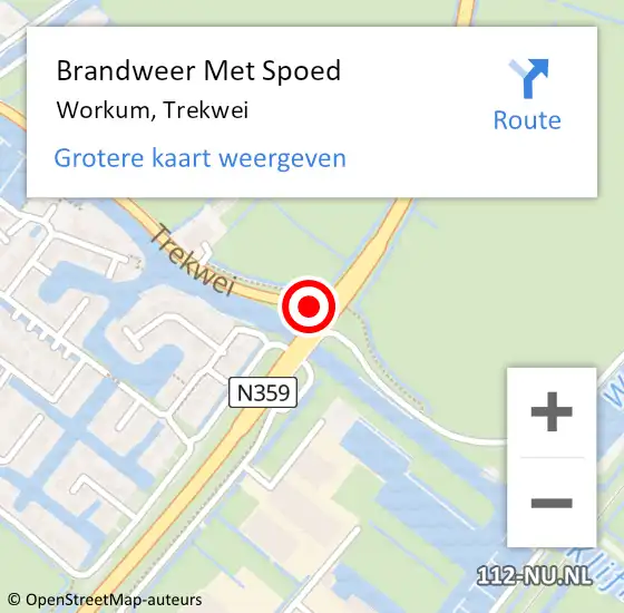 Locatie op kaart van de 112 melding: Brandweer Met Spoed Naar Workum, Trekwei op 28 maart 2014 14:33