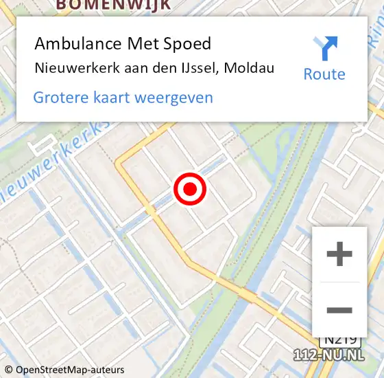 Locatie op kaart van de 112 melding: Ambulance Met Spoed Naar Nieuwerkerk aan den IJssel, Moldau op 6 april 2019 18:48