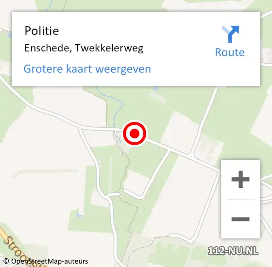 Locatie op kaart van de 112 melding: Politie Enschede, Twekkelerweg op 6 april 2019 19:51