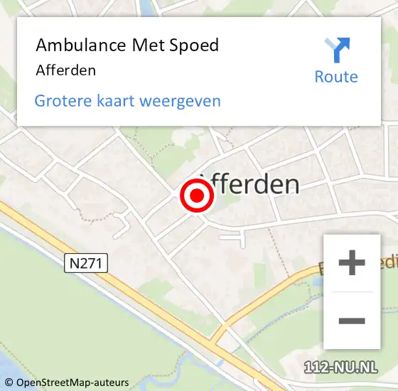 Locatie op kaart van de 112 melding: Ambulance Met Spoed Naar Afferden op 6 april 2019 20:14