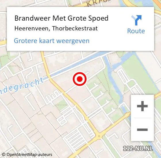Locatie op kaart van de 112 melding: Brandweer Met Grote Spoed Naar Heerenveen, Thorbeckestraat op 6 april 2019 21:27