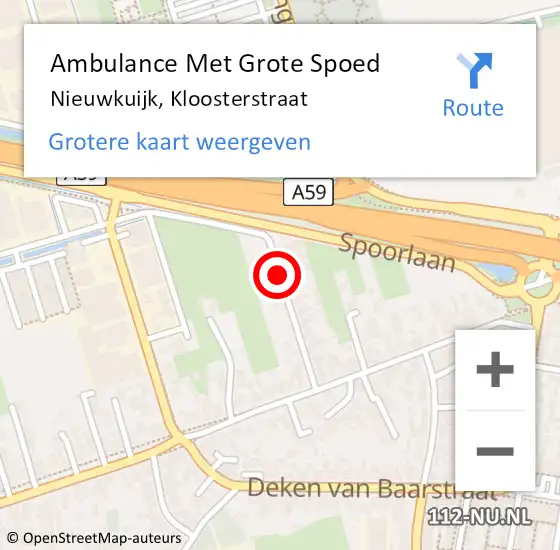 Locatie op kaart van de 112 melding: Ambulance Met Grote Spoed Naar Nieuwkuijk, Kloosterstraat op 6 april 2019 21:37