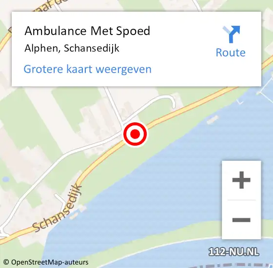 Locatie op kaart van de 112 melding: Ambulance Met Spoed Naar Alphen, Schansedijk op 7 april 2019 00:11