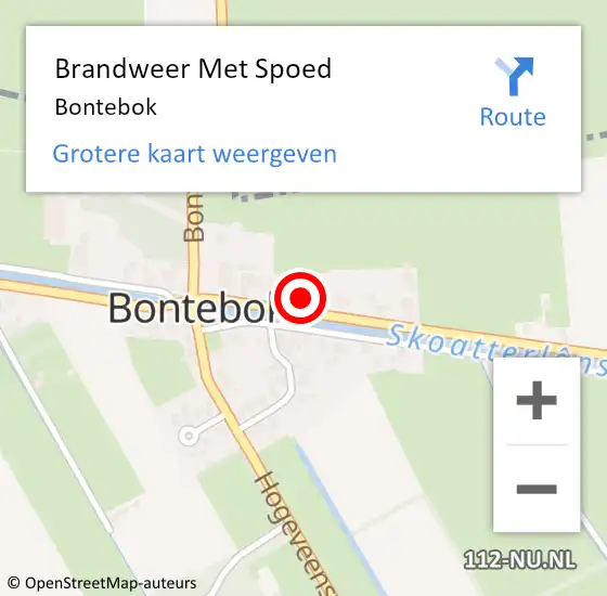 Locatie op kaart van de 112 melding: Brandweer Met Spoed Naar Bontebok op 7 april 2019 03:35