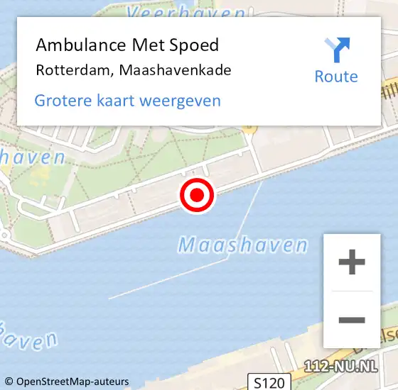 Locatie op kaart van de 112 melding: Ambulance Met Spoed Naar Rotterdam, Maashavenkade op 7 april 2019 05:30