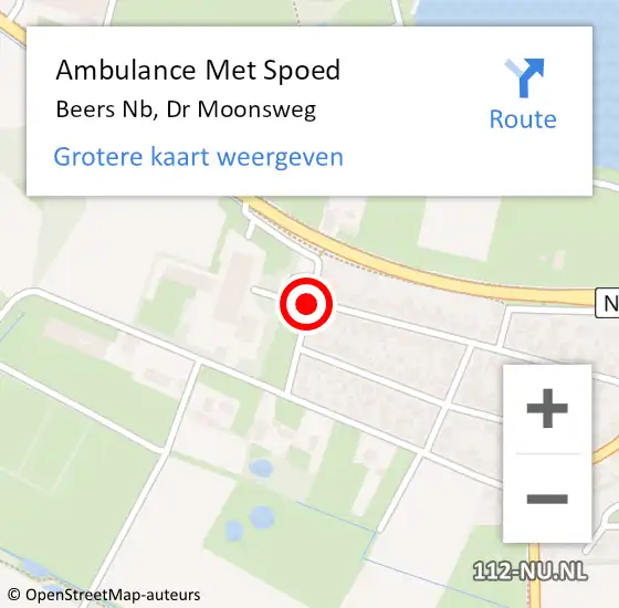 Locatie op kaart van de 112 melding: Ambulance Met Spoed Naar Beers Nb, Dr Moonsweg op 7 april 2019 08:38