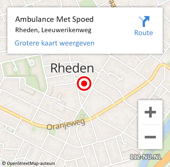 Locatie op kaart van de 112 melding: Ambulance Met Spoed Naar Rheden, Leeuwerikenweg op 7 april 2019 09:44