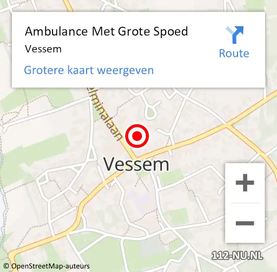 Locatie op kaart van de 112 melding: Ambulance Met Grote Spoed Naar Vessem op 7 april 2019 13:50