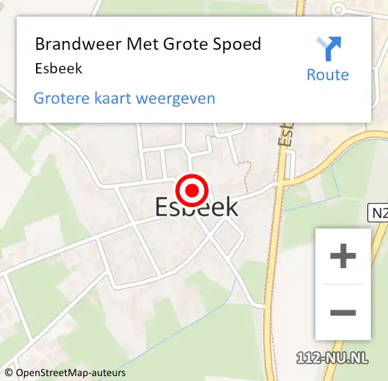 Locatie op kaart van de 112 melding: Brandweer Met Grote Spoed Naar Esbeek op 7 april 2019 14:00
