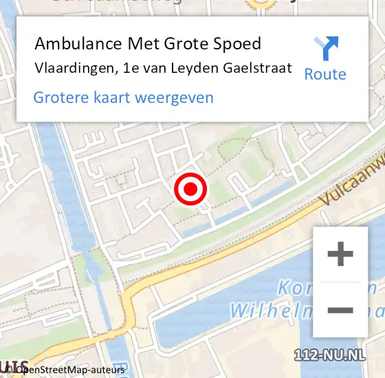 Locatie op kaart van de 112 melding: Ambulance Met Grote Spoed Naar Vlaardingen, 1e van Leyden Gaelstraat op 7 april 2019 14:46